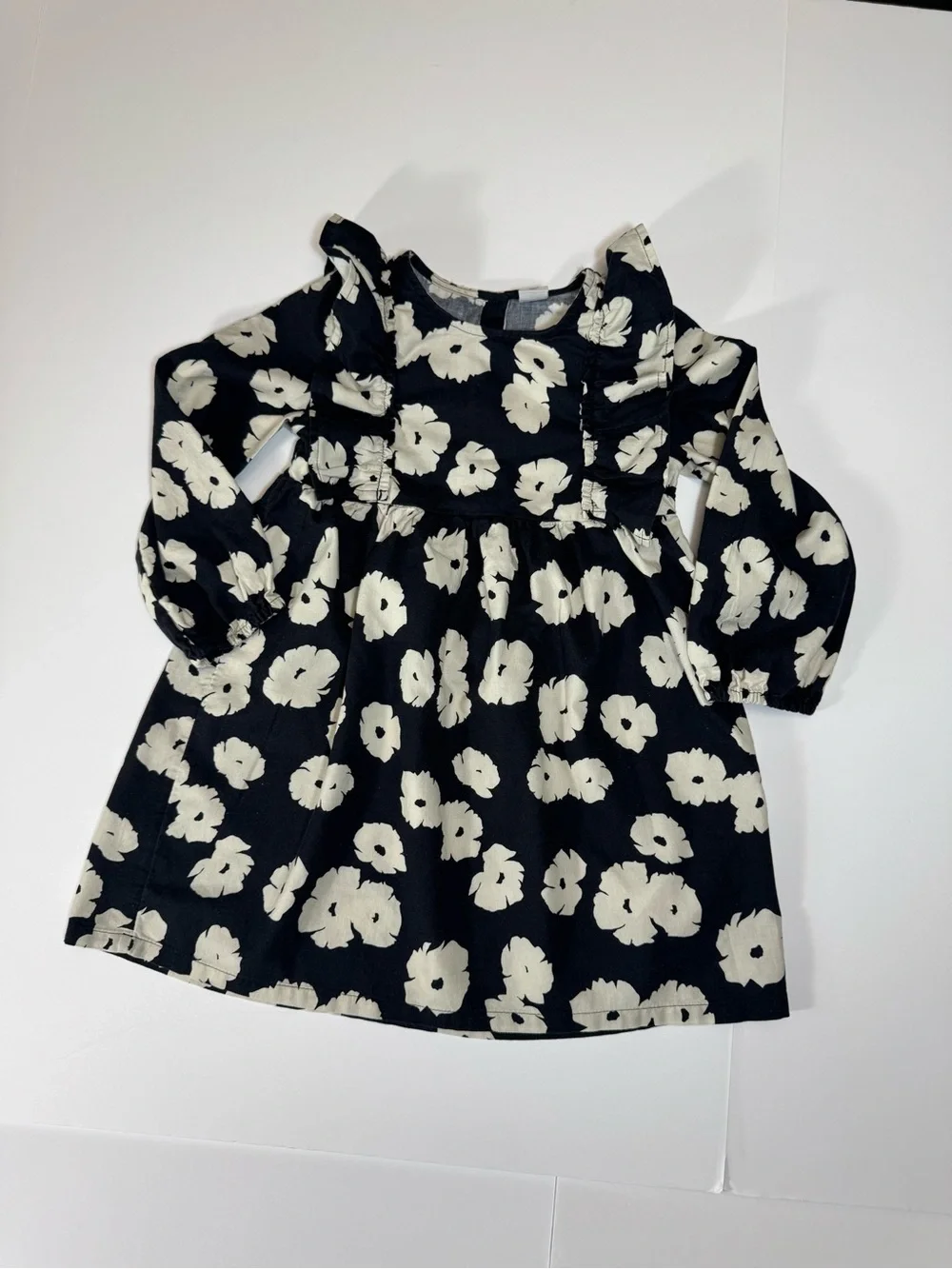 GAP Black Dress with Cream Floral Print